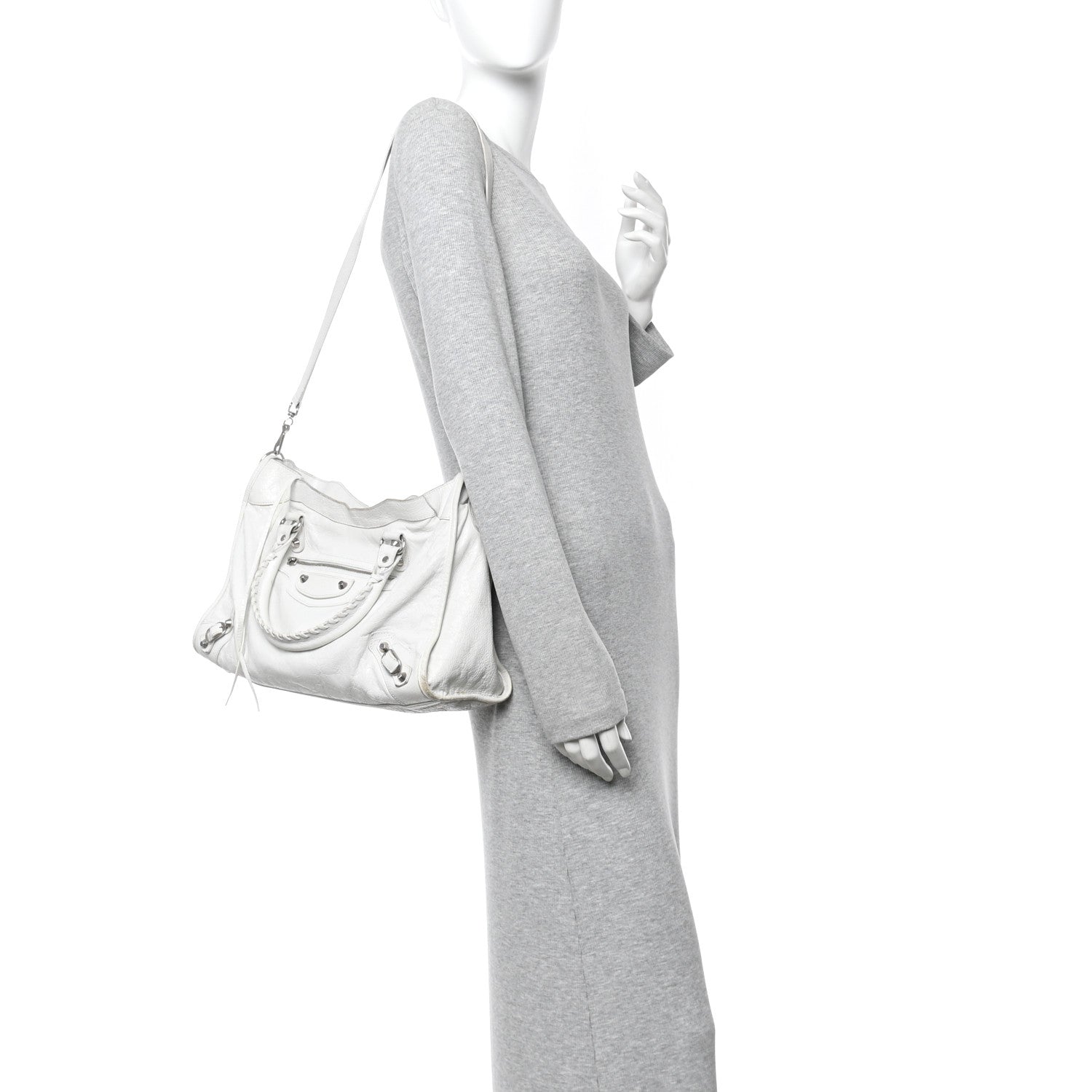 Balenciaga Arena Storico Classic Silver Hardware Medium Le City Optic White