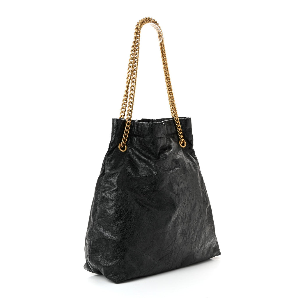 Balenciaga Crushed Calfskin Crush Medium Chain Tote  Black