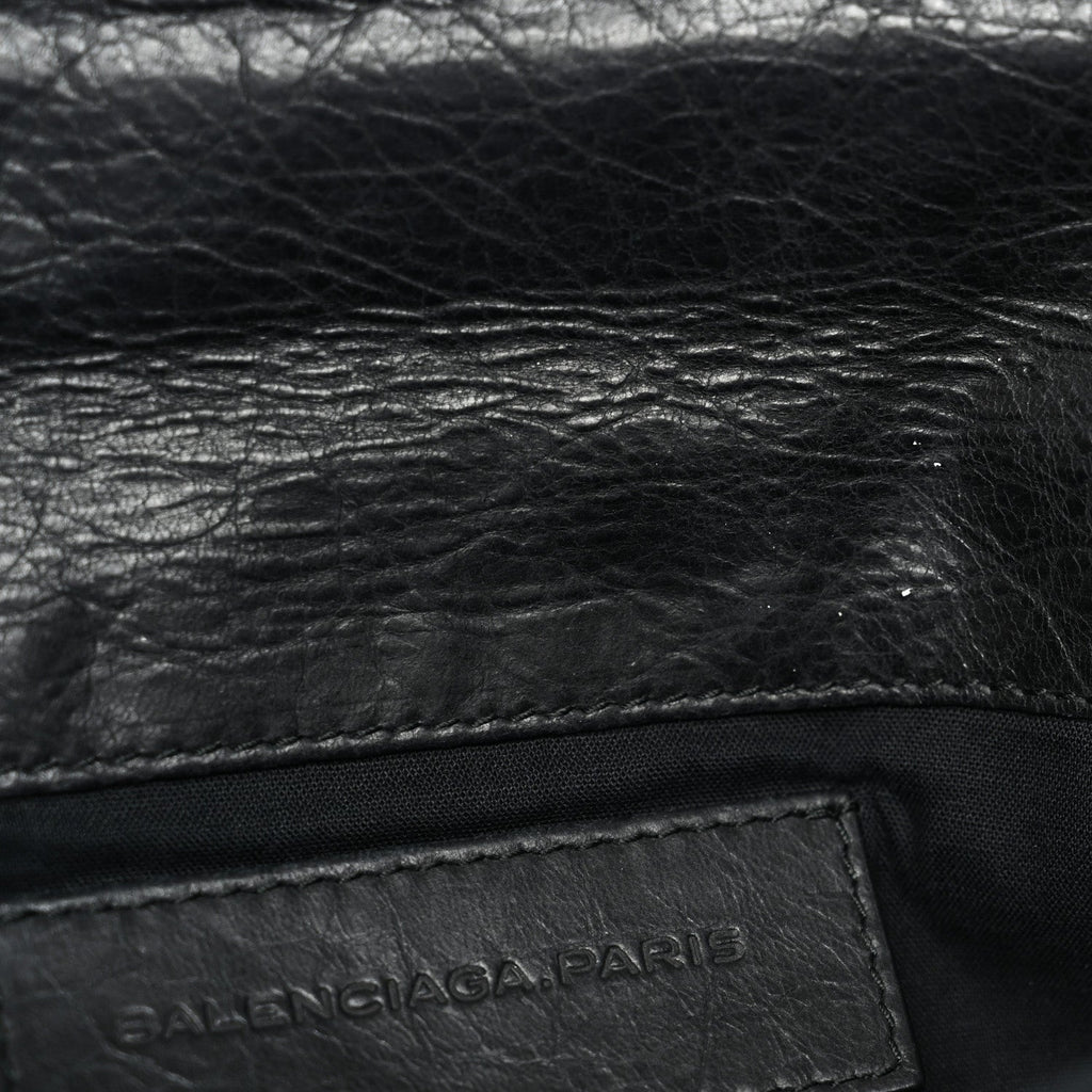 Balenciaga Agneau Giant 12 Silver Hardware Envelope Clutch Black