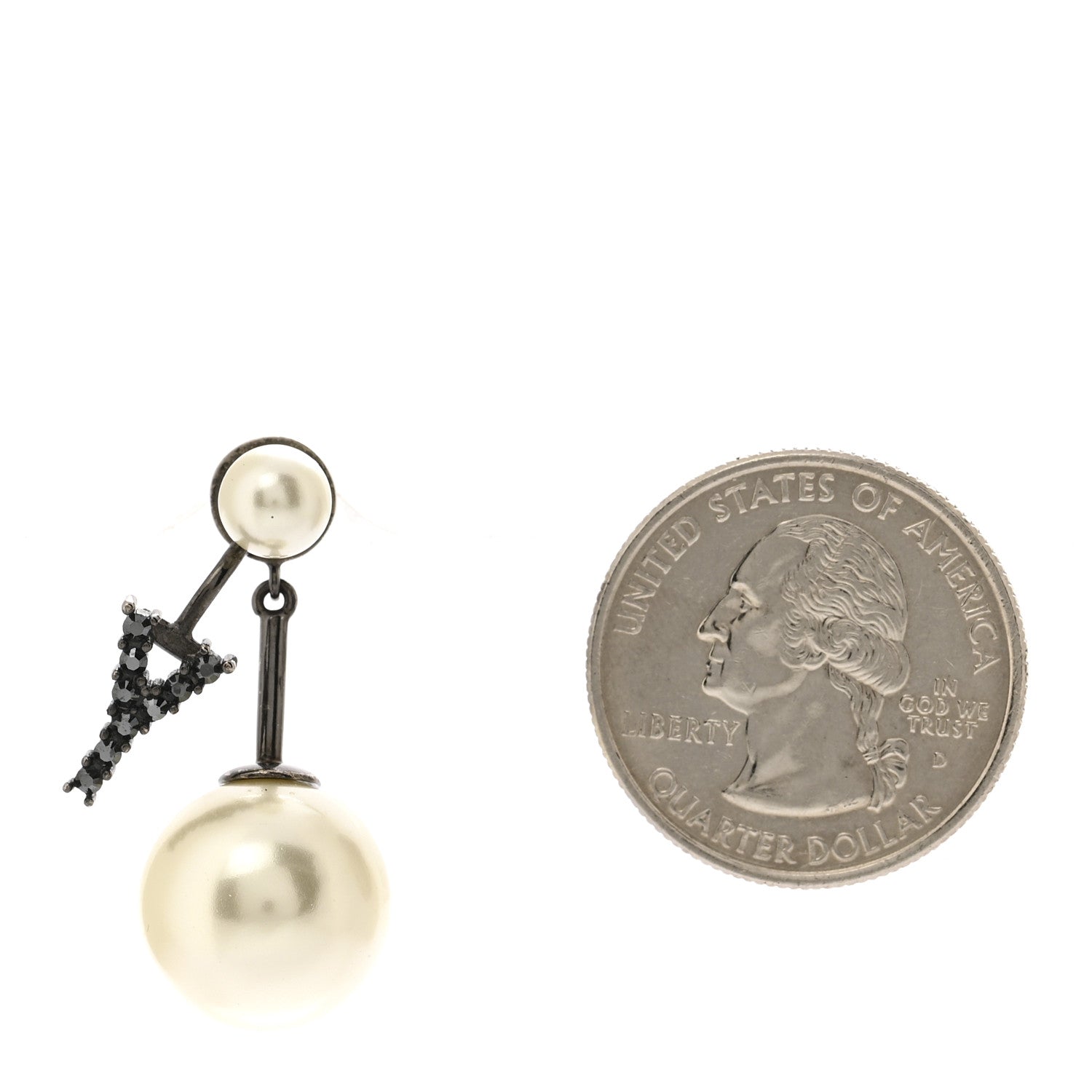 Christian Dior Crystal Pearl My ABCDior Y Tribale Earring Black Silver