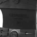 Chanel Calfskin Patent Cap Toe Quilted Short Boots 37 Black