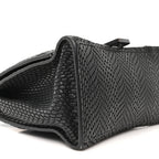 Balenciaga Matte Calfskin Snake Embossed Tonal B Small Hourglass Top Handle Bag Black