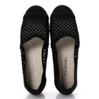 Chanel Knit Grosgrain Cap Toe CC Moccasin Loafers  36.5 Black