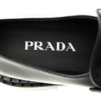 Prada Spazzolato Metal Triangle Logo 50mm Loafers 39 Black