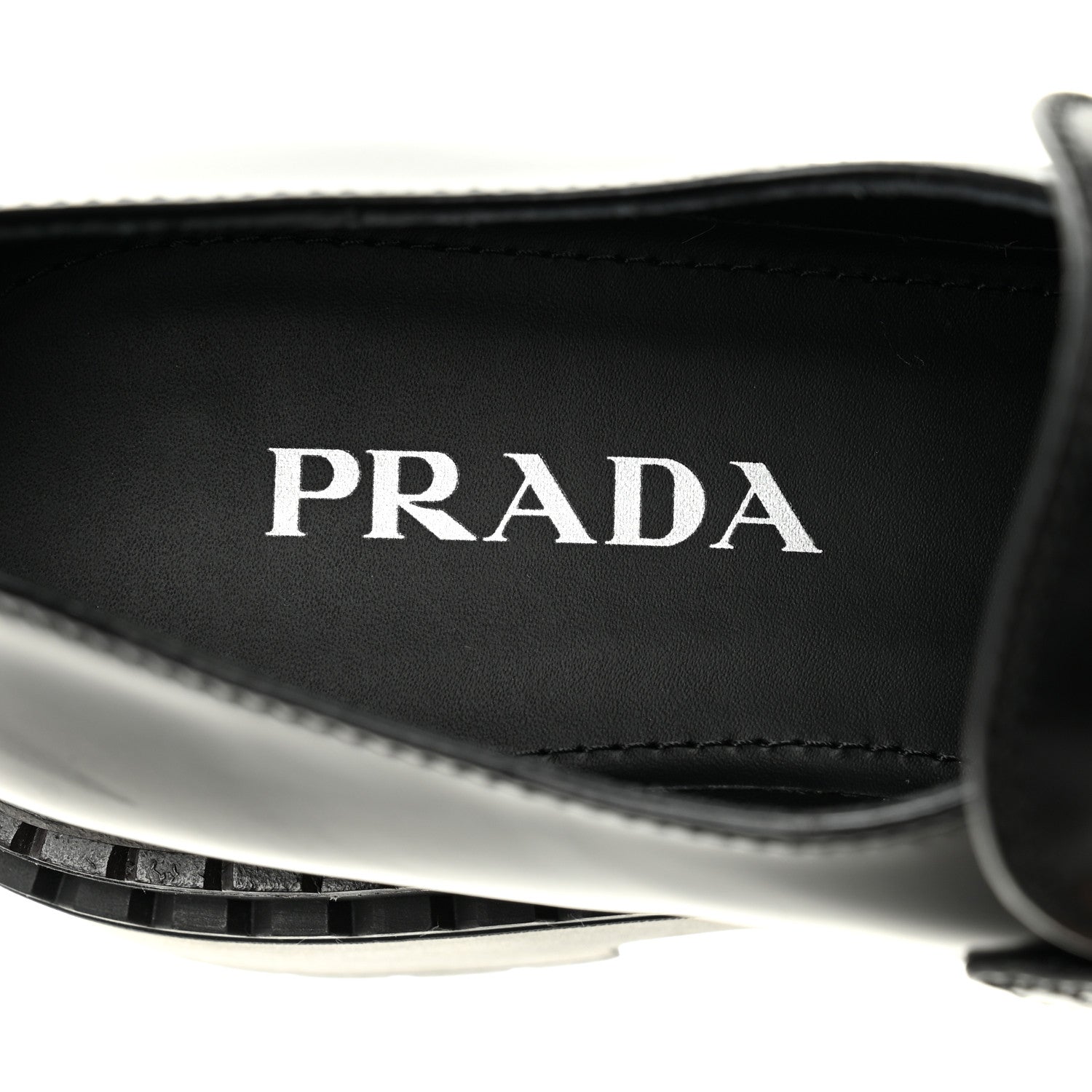 Prada Spazzolato Metal Triangle Logo 50mm Loafers 39 Black