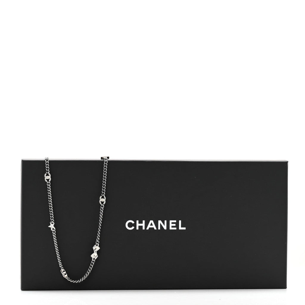 Chanel Ruthenium Crystal Chain CC Lucky Charms Necklace