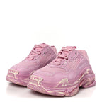 Balenciaga Fabric Mesh Distressed Womens Triple S Sneakers 36 Pink