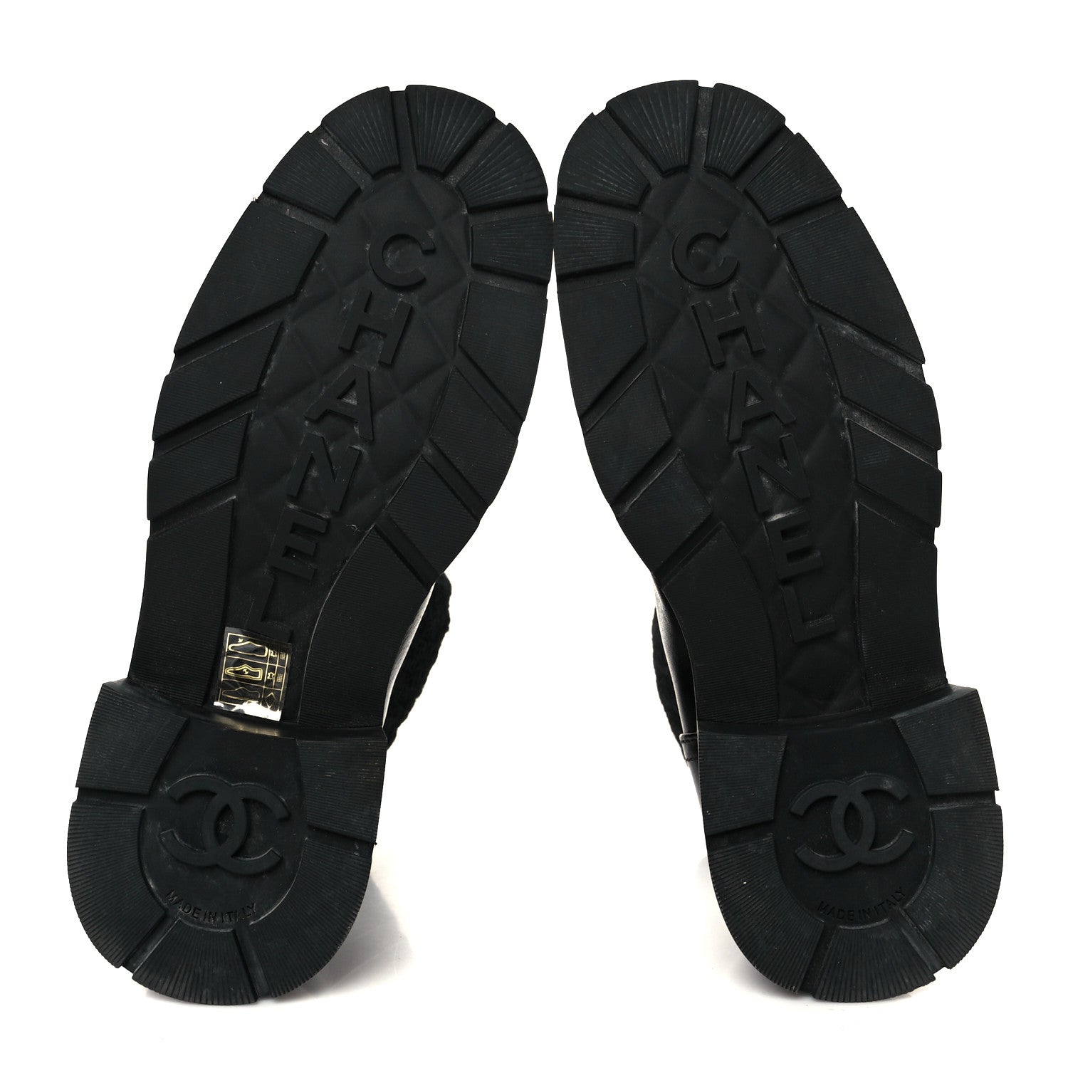 Chanel Calfskin Knit CC Short Boots 38 Black