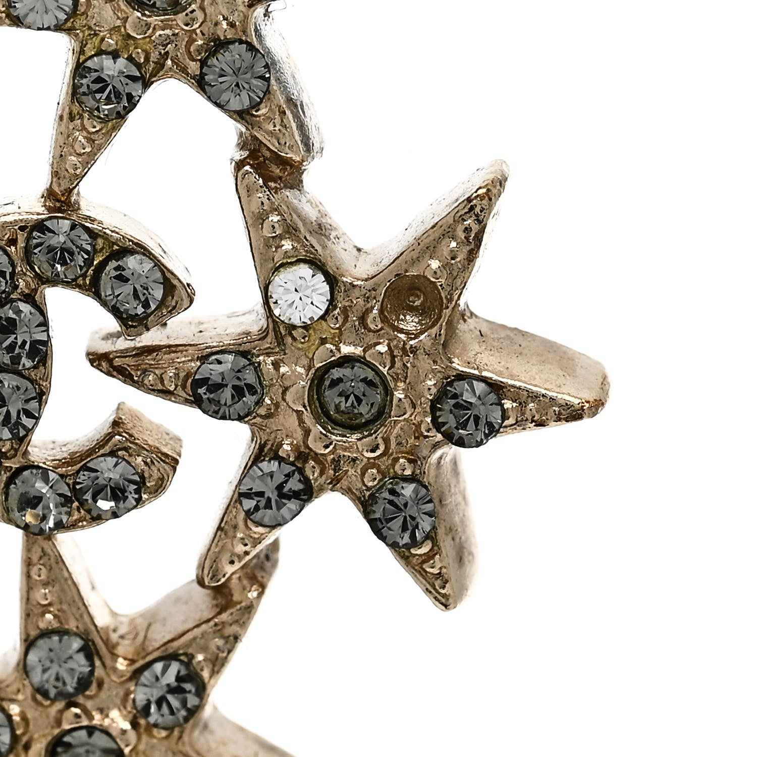 Chanel Crystal CC Star Earrings Gold