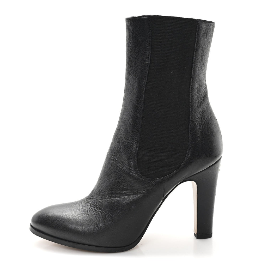 Chanel Calfskin Interlocking CC Calf Boots 38.5 Black