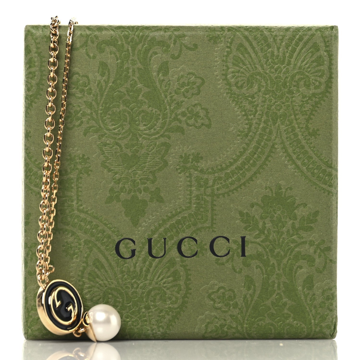 Gucci Metal Enamel Blondie Pendant Necklace Gold Black