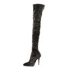 Saint Laurent Velvet Ella Knee High Boots 39.5 Bella Green