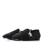 Chanel Suede Calfskin Grosgrain Crystal Star Mocassin Loafers 38 Black
