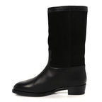 Chanel Suede Calfskin CC Short Boots 37.5 Black
