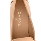 Chanel Lambskin Quilted Womens CC Loafers 37 Dark Beige