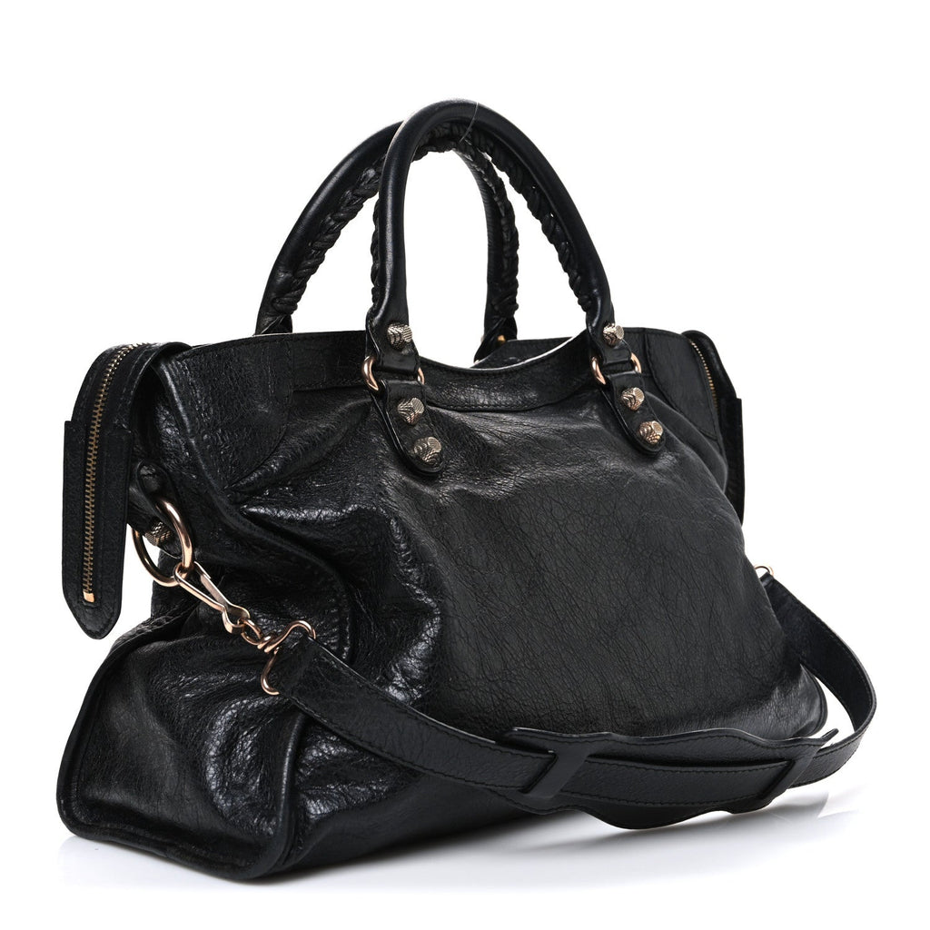 Balenciaga Agneau Giant 12 Rose Gold Hardware City Black