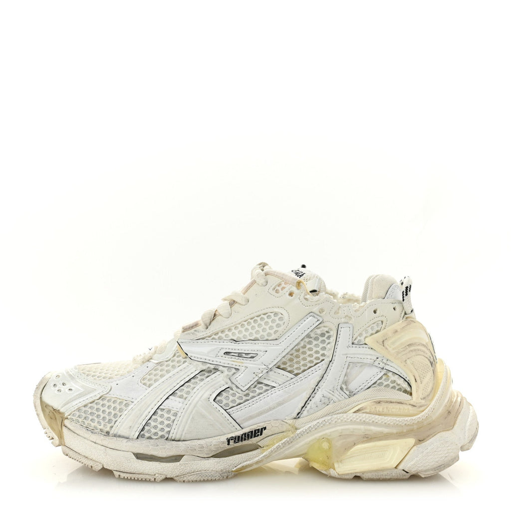 Balenciaga Mesh Rubber Monocolor Womens Runner Sneakers 37 White