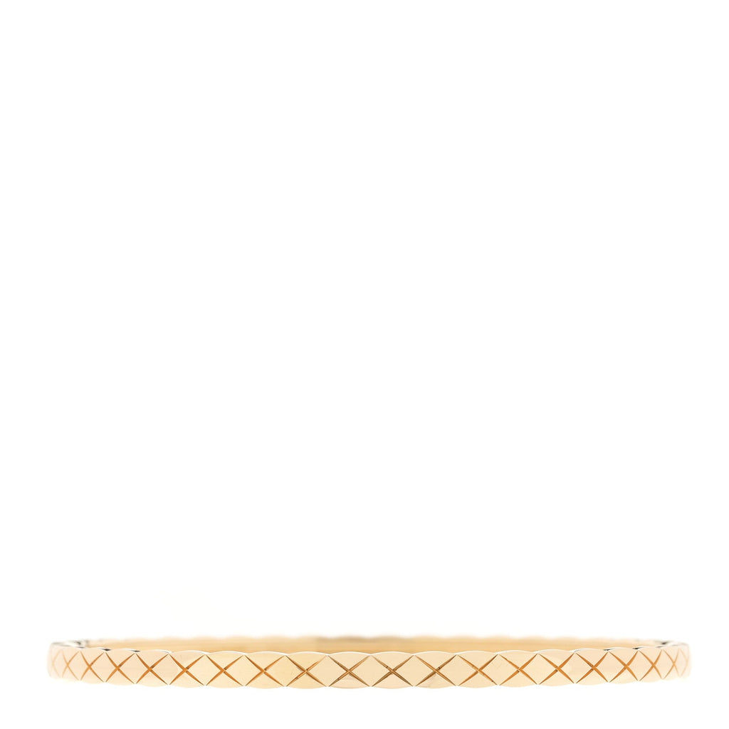 Chanel 18K Yellow Gold Diamond Mini Coco Crush Cuff Bracelet L