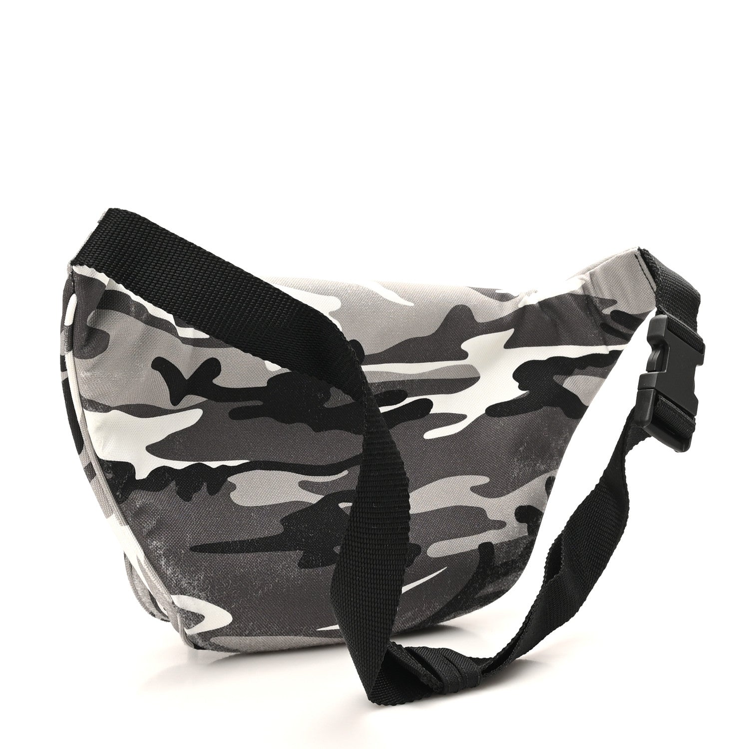 Balenciaga Distressed Nylon Canvas Camo Logo Explorer Beltpack Black White Gray