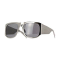 Saint Laurent Sunglasses Square Full Rim, Shiny Silver Frame and Grey Silver Mirror Lens SL636002