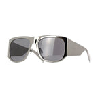 Saint Laurent Sunglasses Square Full Rim, Shiny Silver Frame and Grey Silver Mirror Lens SL636002