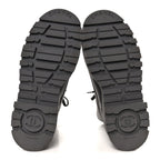 Chanel Grained Calfskin Shiny Calfskin CC Lace Up Combat Boots 41 Gray Black