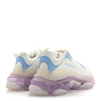 Balenciaga Fabric Mesh Clear Sole Womens Triple S Sneakers 36 Light Blue Grey Lilac White