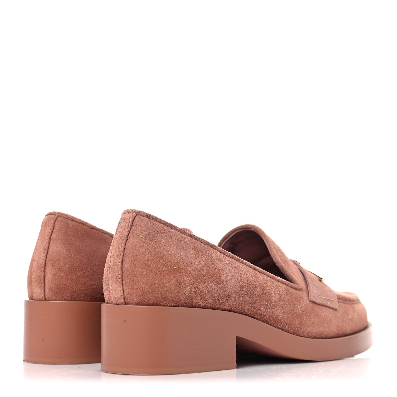 Chanel Suede Metal CC Mocassin Loafers 38 Pink