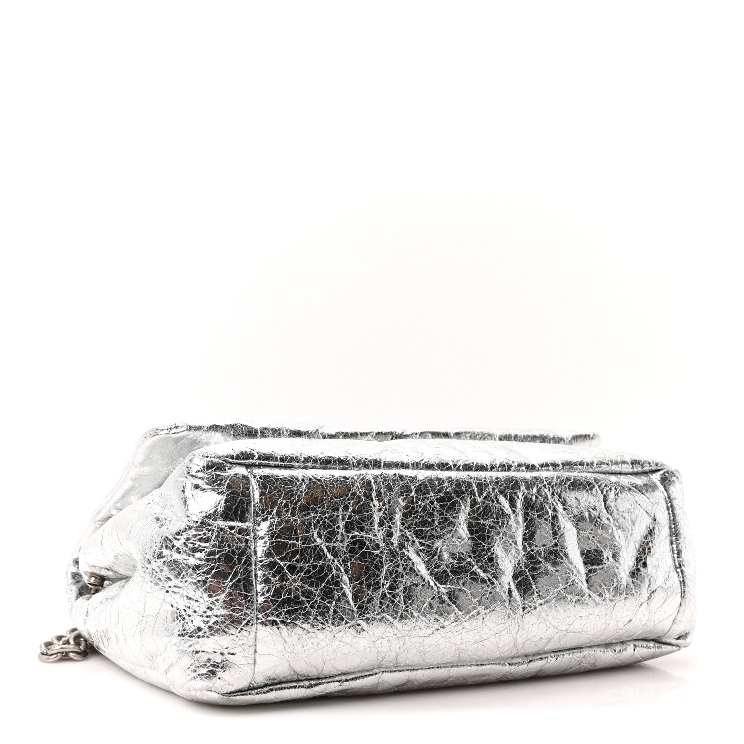 Balenciaga Metallized Arena Calfskin MIni Monaco Chain Shoulder Bag Silver