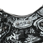 Balenciaga Agneau Arena Graffiti Le Cagole Shoulder Bag XS Black