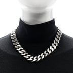 Saint Laurent Metal Curb Chain Necklace Oxidized Silver