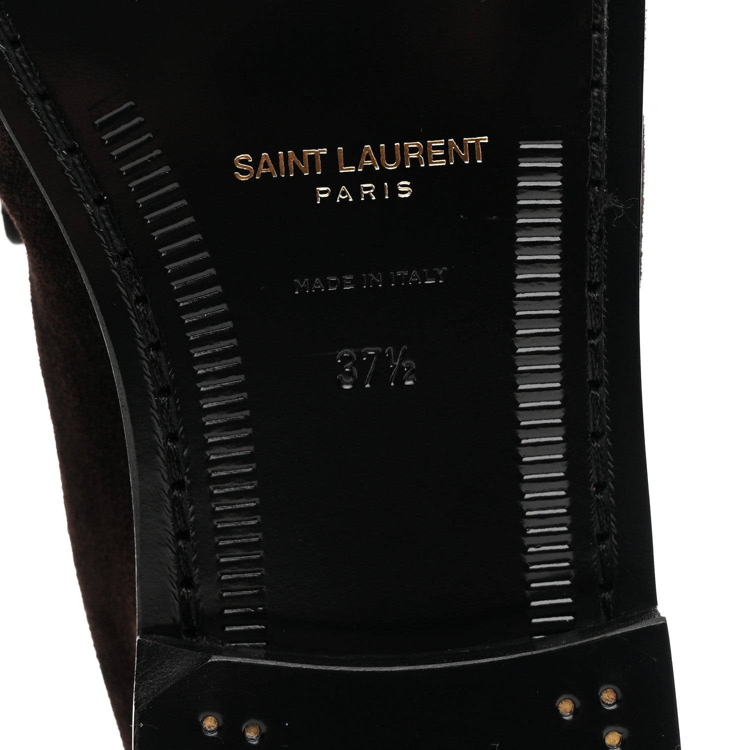 Saint Laurent Suede Le Loafer 15 Penny Slippers 37.5 Dark Chocolate
