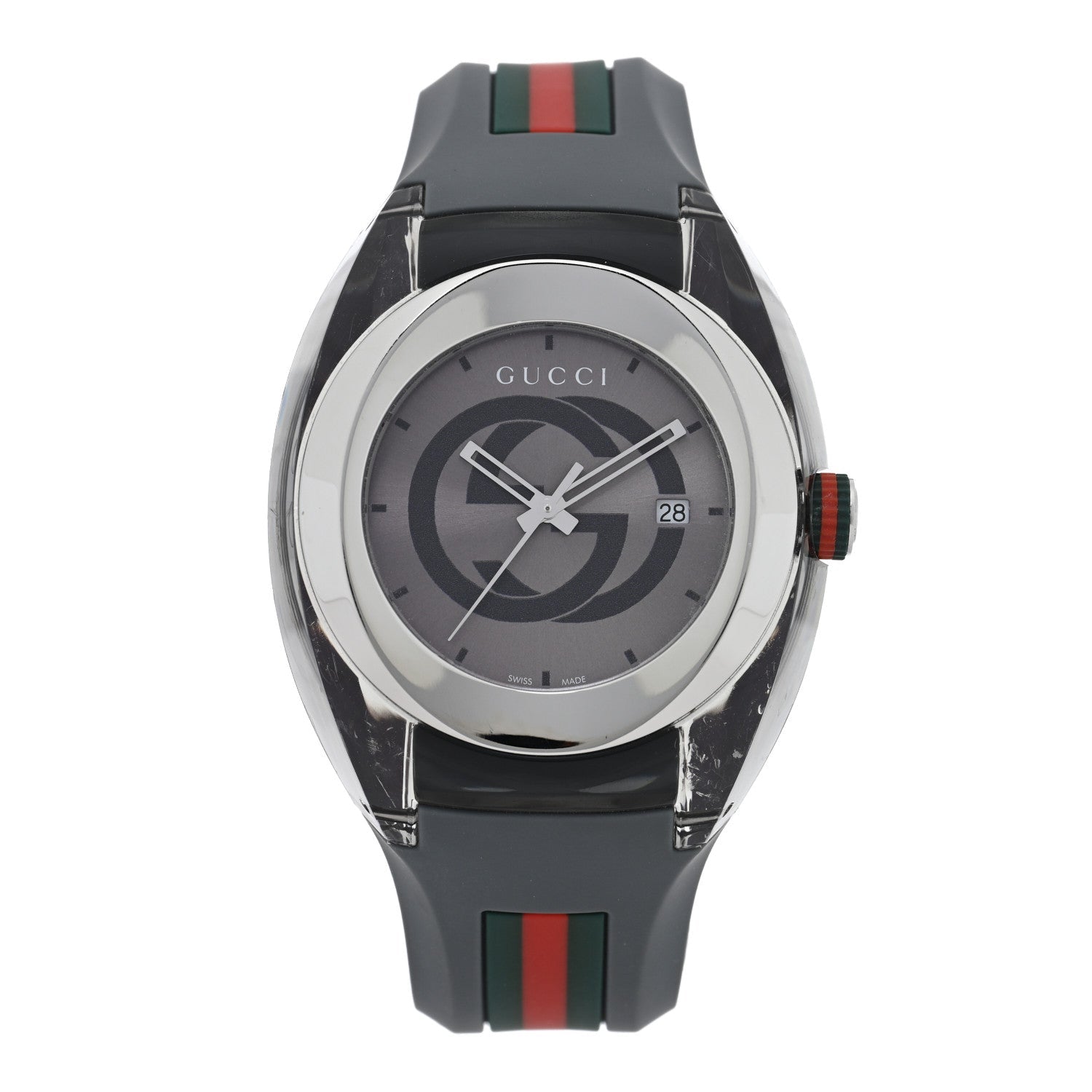 Gucci Stainless Steel Rubber 46mm Sync Web Quartz Watch Grey