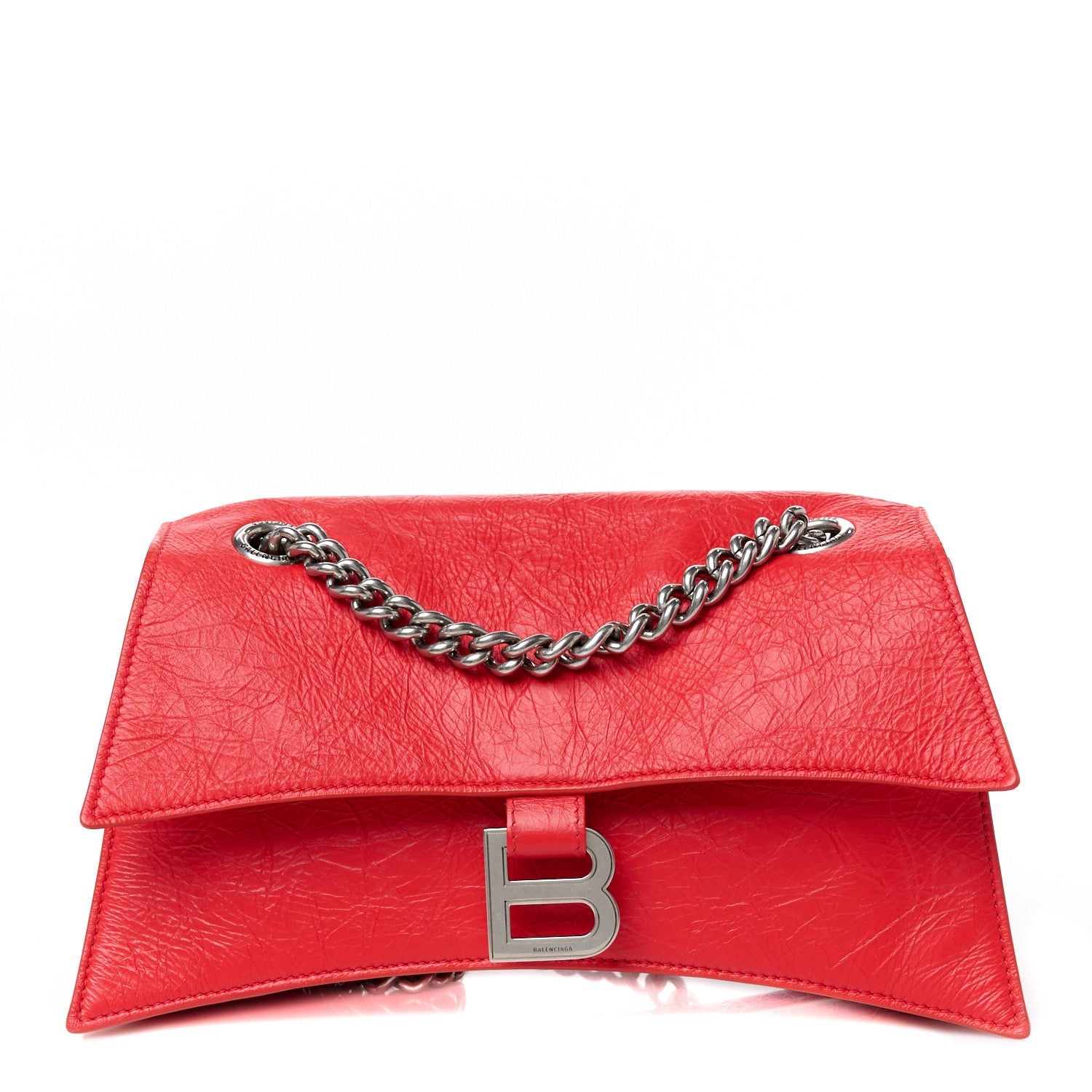 Balenciaga Arena Calfskin Small Crush Chain Bag Tomato Red