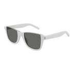 Saint Laurent Sunglasses Square Full Rim, Ivory Frame and Grey Lens SL51CUT003