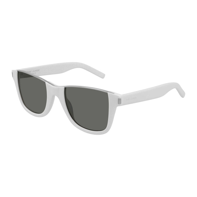 Saint Laurent Sunglasses Square Full Rim, Ivory Frame and Grey Lens SL51CUT003