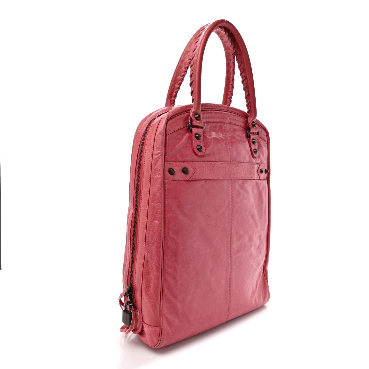 Balenciaga Agneau Classic Hardware Briefcase Tote Pivoine