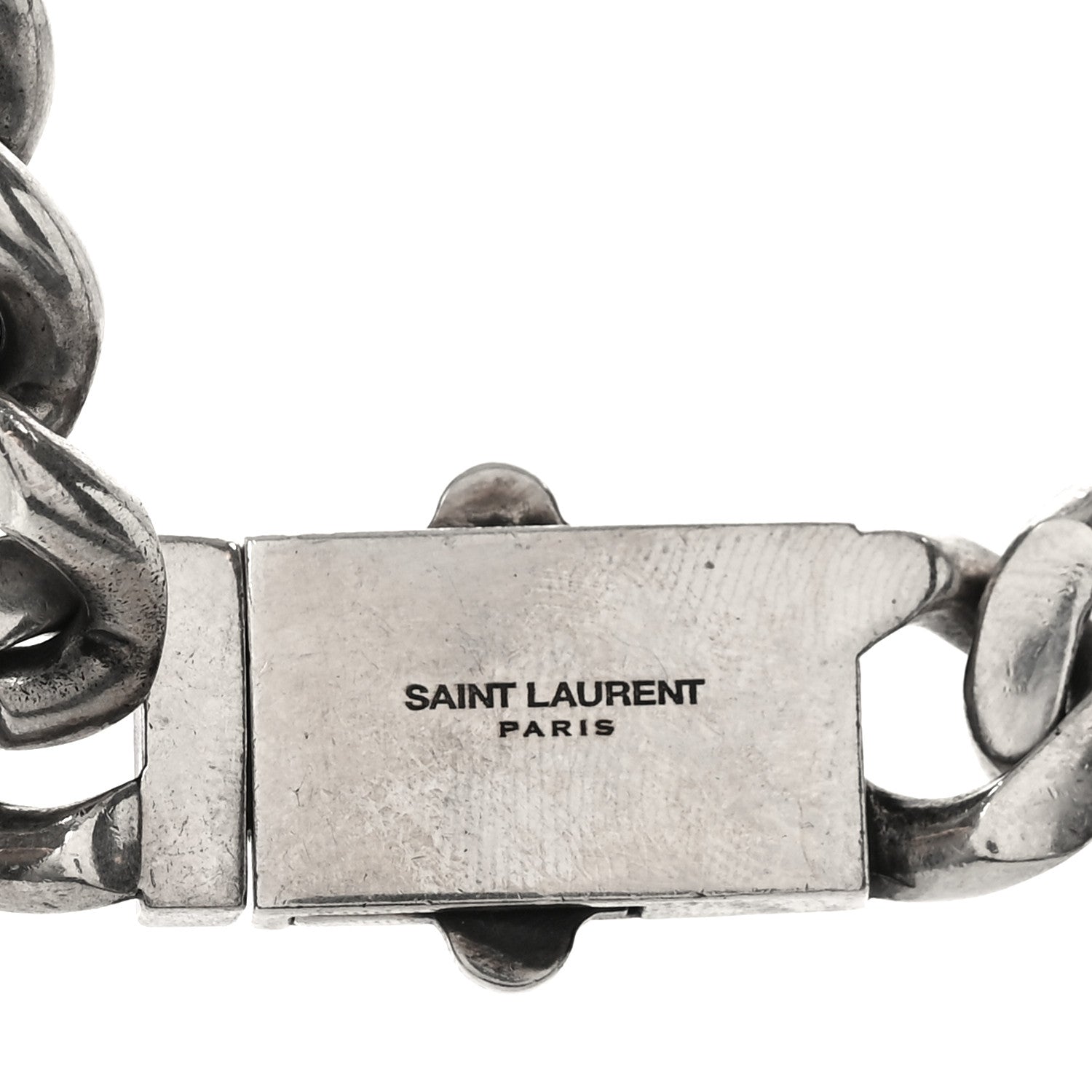 Saint Laurent Metal Curb Chain Necklace Oxidized Silver