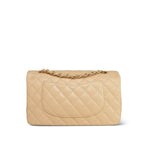 Chanel Beige Clair Caviar Quilted Double Flap Medium Gold Hardware