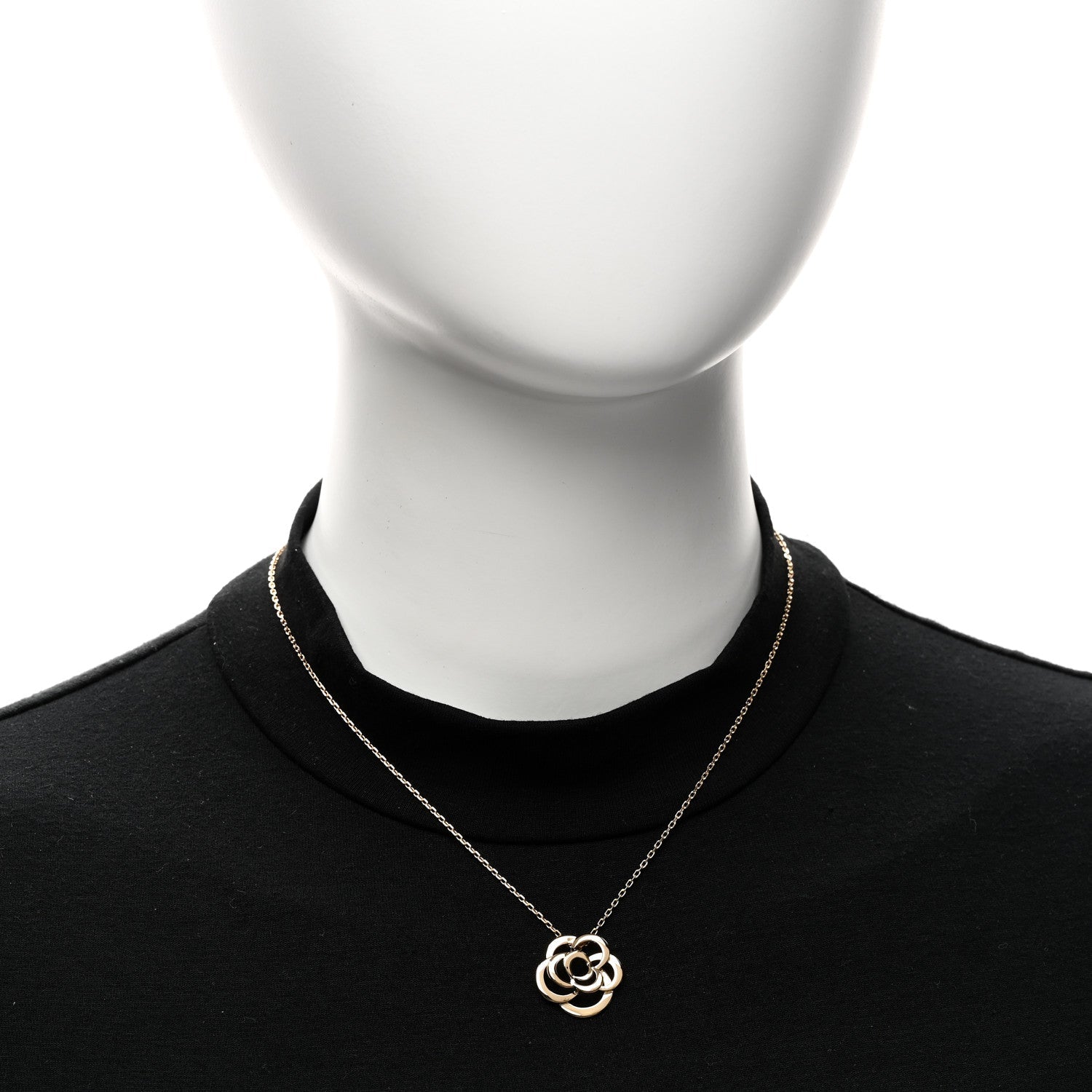 Chanel 18K Yellow Gold Fil de Camelia Pendant Necklace