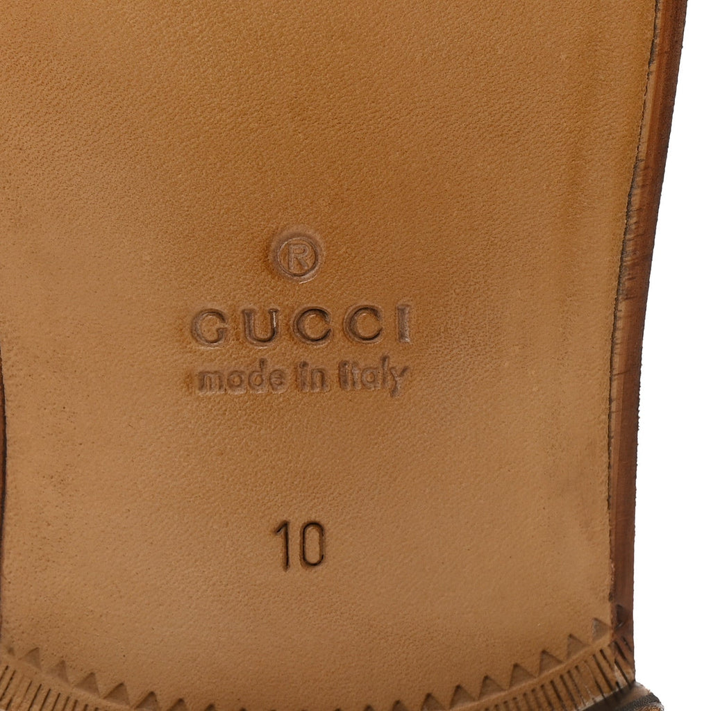 Gucci Mandala Goatskin Mens Horsebit Loafers 10 Friky Taupe