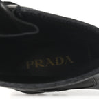 Prada Calfskin Double Buckle Combat Boots 37 Black