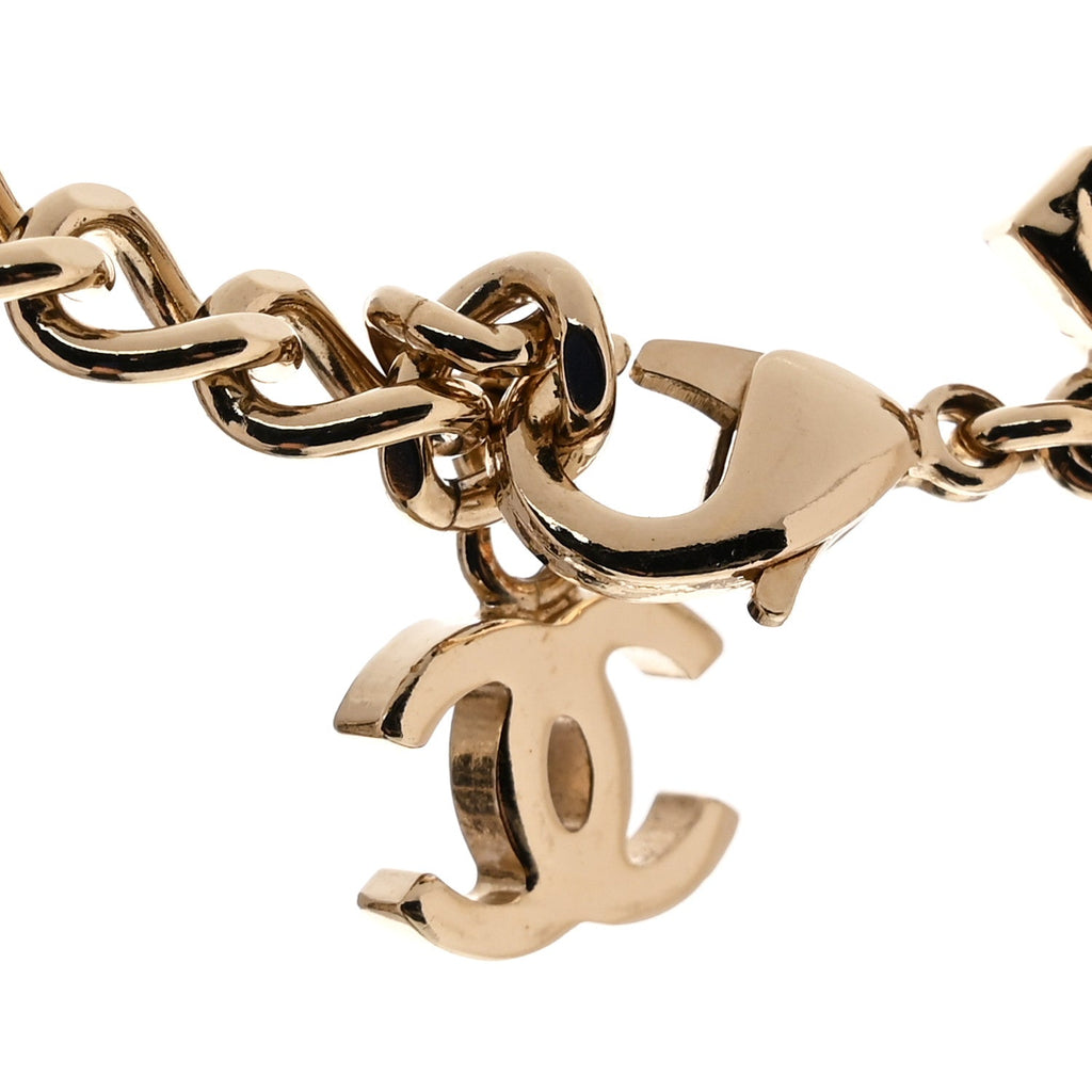 Chanel Metal Lambskin Reissue Lock Choker Necklace Black White Gold