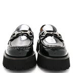 Gucci Cordovan Lux Womens Horsebit 45mm Platform Loafers 39.5 Black