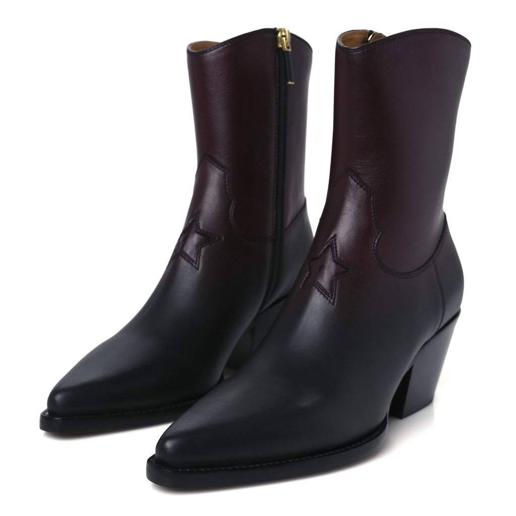 Christian Dior Shaded Calfskin Ombre L.A. Ankle Boots 37 Black Rouge