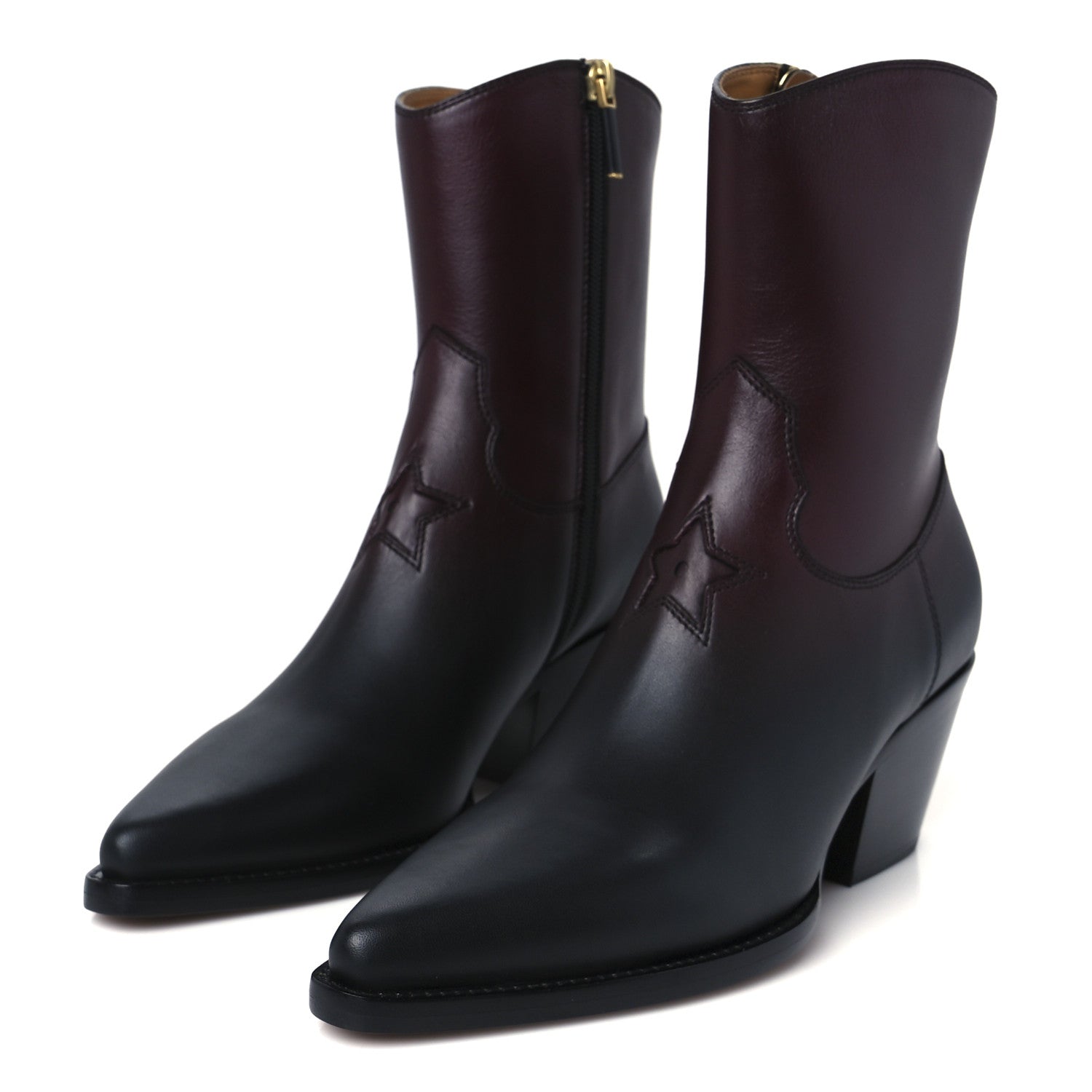 Christian Dior Shaded Calfskin Ombre L.A. Ankle Boots 37 Black Rouge