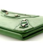 Balenciaga Agneau Classic Hardware Money Wallet Vert Poker