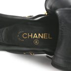 Chanel Calfskin Chain Lace Up Boots 36.5 Black