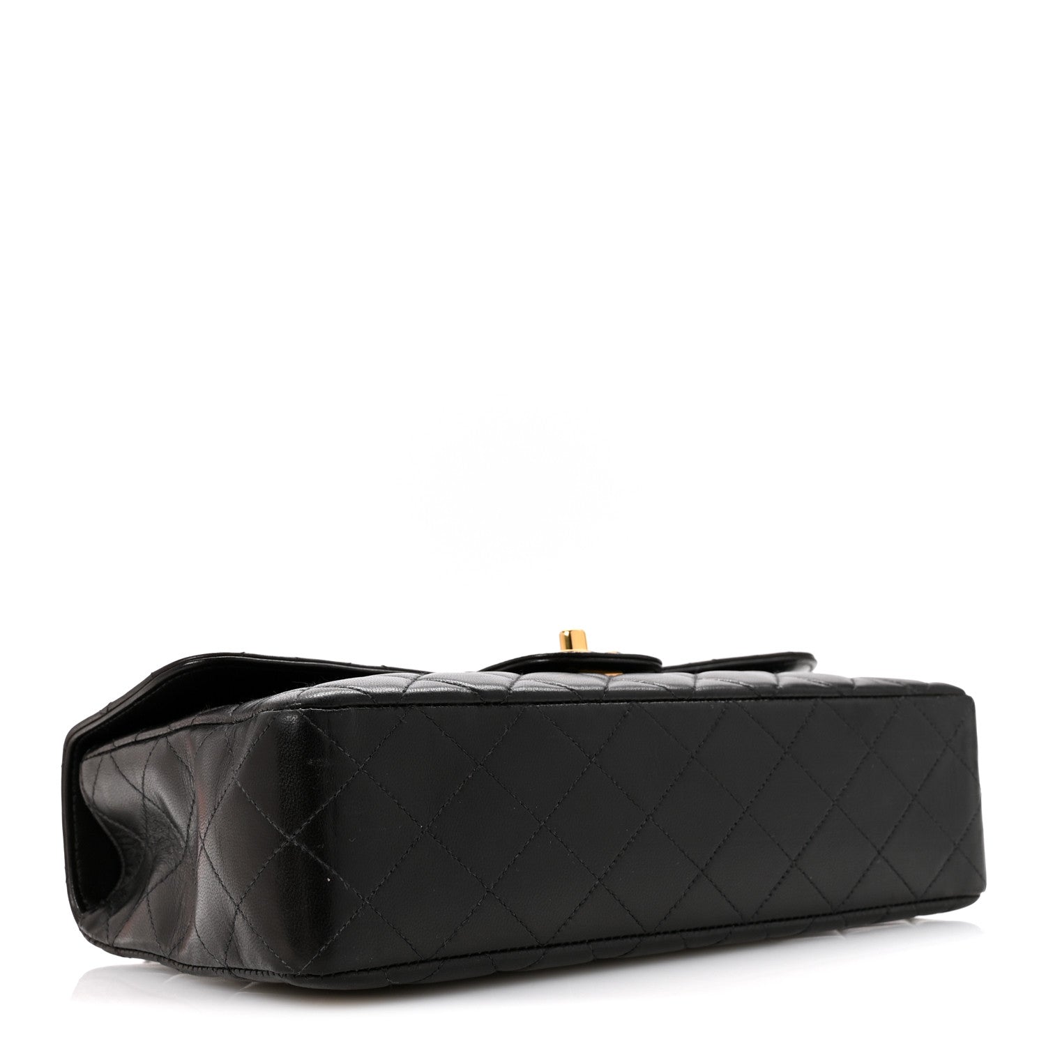 Chanel Lambskin Quilted Medium Rectangular Kelly Flap Bag Black