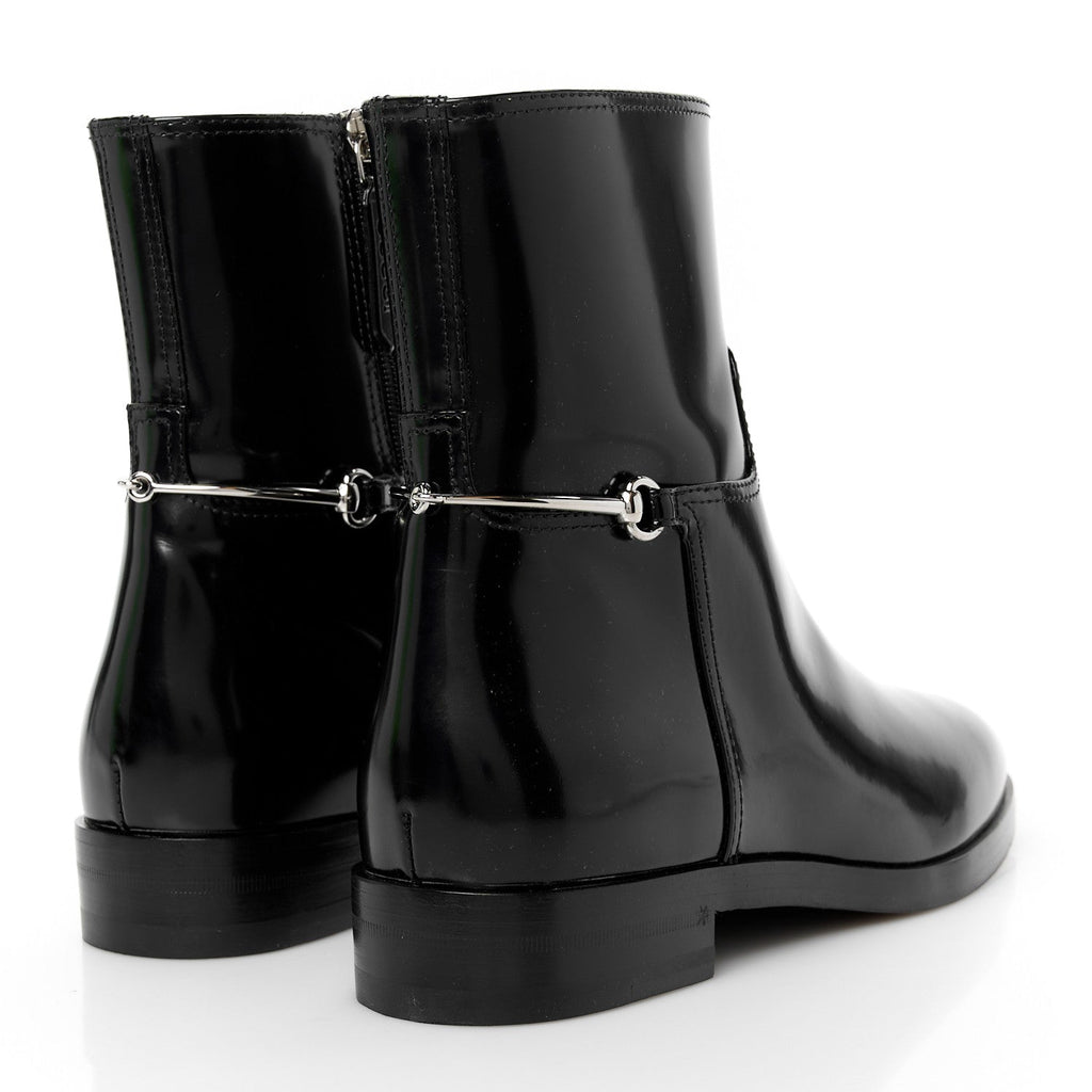 Gucci Brushed Calfskin Michelangelo Slim Horsebit Ankle Boots 36 Black